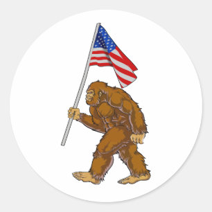 American Flag Bigfoot Runder Aufkleber