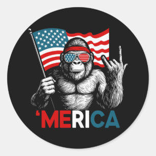 American Flag Bigfoot Runder Aufkleber
