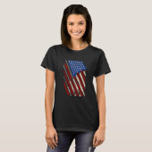 American Flag Billiard Stick Table Game USA Indepe T-Shirt (Vorne ganz)
