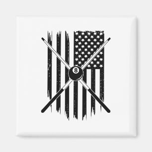 American Flag Billiards Pool Player Apparel - Bill Magnet