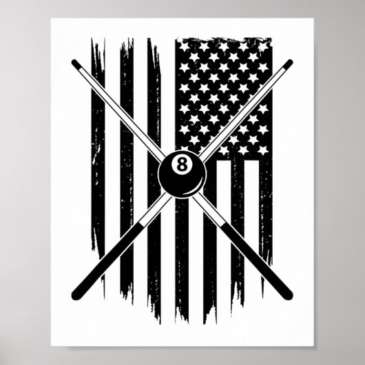 American Flag Billiards Pool Player Apparel - Bill Poster (Vorne)