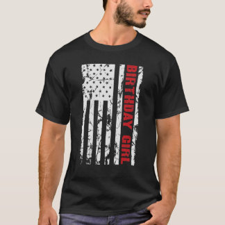 American Flag Birthday Girl T-Shirt