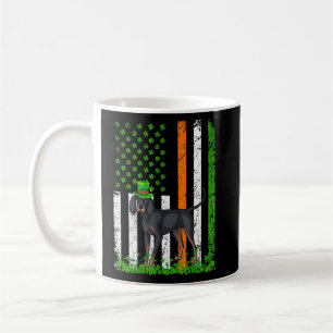 American Flag Black and Tan Coonhound Dog St Patr Kaffeetasse