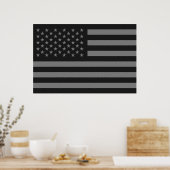 American Flag Black Gray Poster (Küche)