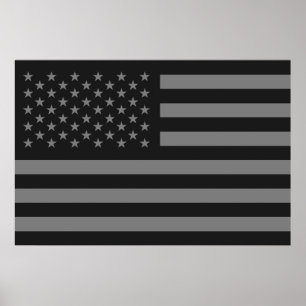 American Flag Black Gray Poster