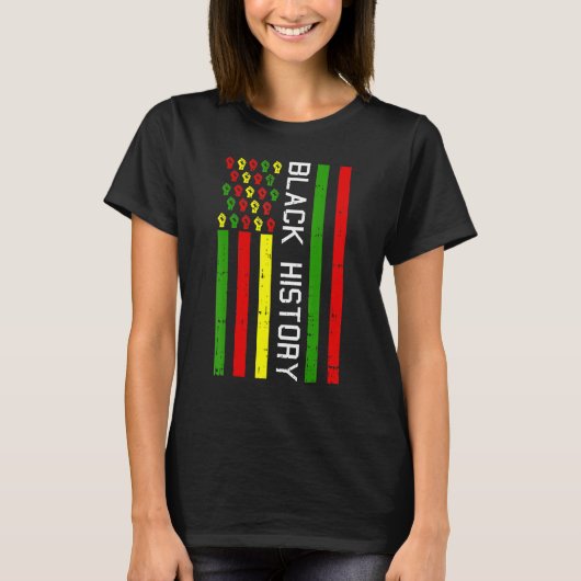 American Flag Black History Month BLM Melanin Pan T-Shirt (Vorderseite)