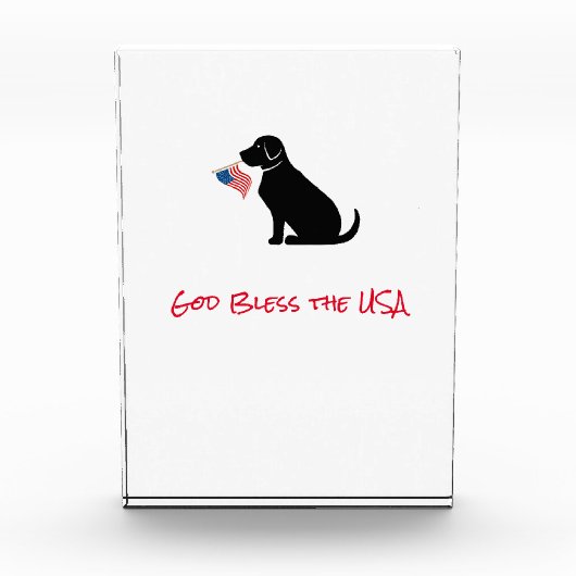American Flag Black Lab Hunde Gott segne die USA Fotoblock (Vorderseite)