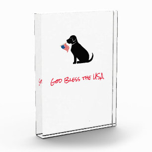 American Flag Black Lab Hunde Gott segne die USA Fotoblock