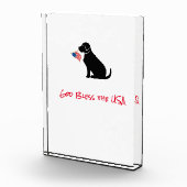 American Flag Black Lab Hunde Gott segne die USA Fotoblock (Rechts)