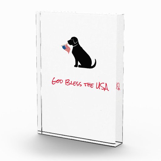 American Flag Black Lab Hunde Gott segne die USA Fotoblock (Rechts)