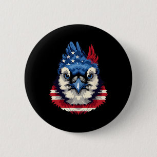 American Flag Blue Jay Patriotic Bird Face 4. Button