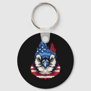 American Flag Blue Jay Patriotic Bird Face 4. Schlüsselanhänger