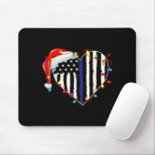 American Flag Blue Line Santa Hat Lice Christmas P Mousepad (Mit Mouse)