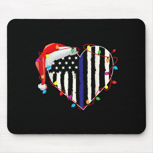 American Flag Blue Line Santa Hat Lice Christmas P Mousepad (Vorne)