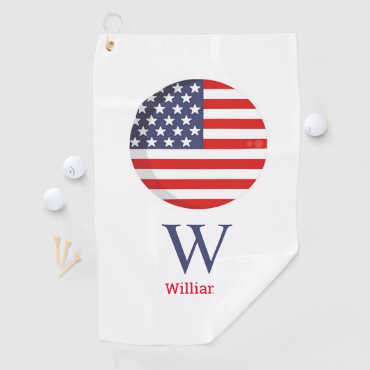 AMERICAN FLAG Blue Monogram Golfhandtuch (Insitu)