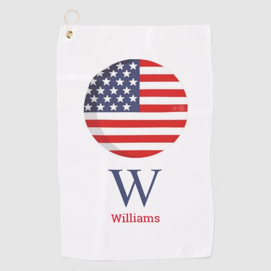 AMERICAN FLAG Blue Monogram Golfhandtuch (Vorderseite)
