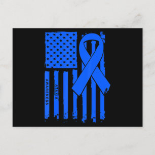 American Flag Blue Ribbon Ataxier Awareness T - Sh Postkarte