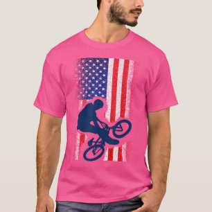 American Flag Bmx Cool Bicycle Motocross T-Shirt