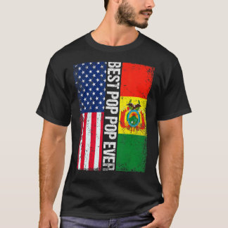 American Flag & Bolivia Flag Bester Pop Pop je Fah T-Shirt