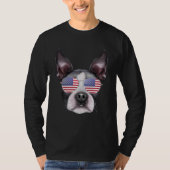 American Flag Boston Terrier Dog America Pocket T-Shirt (Vorderseite)
