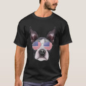 American Flag Boston Terrier Dog America Pocket T-Shirt (Vorderseite)
