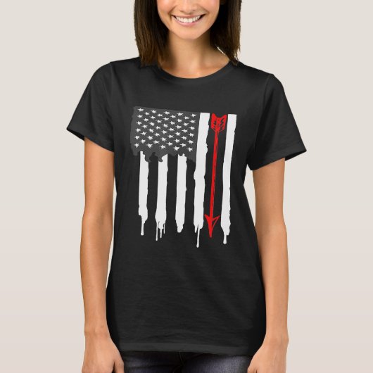 American Flag Bow Hunter Archery Arrow T-Shirt (Vorderseite)