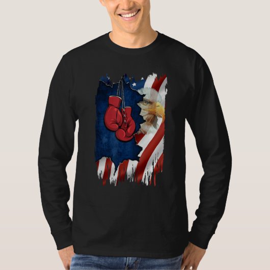 American Flag Boxer Boxing For Mens 4th July Day T-Shirt (Vorderseite)