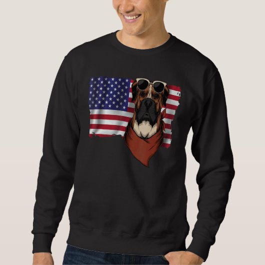 American Flag Boxer Dog Dad Mom Flag 4th Of July Sweatshirt (Vorderseite)