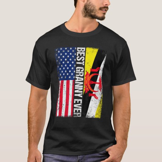 American Flag Brunei Flag Beste Granny Ever Famili T-Shirt (Vorderseite)