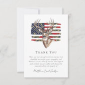 American Flag Buck Deer Beileid Beerdigung Dankeskarte (Vorderseite)