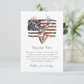 American Flag Buck Deer Beileid Beerdigung Dankeskarte (Stehend Vorderseite)