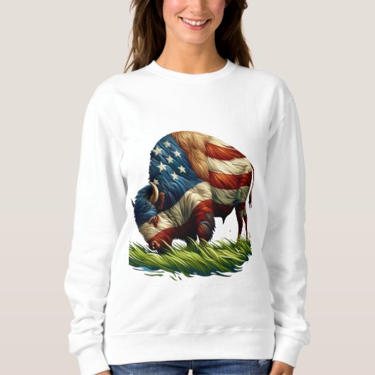 American Flag Buffalo Bison Sweatshirt (Vorderseite)