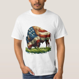 American Flag Buffalo Bison T-Shirt