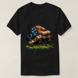 American Flag Buffalo Bison T-Shirt