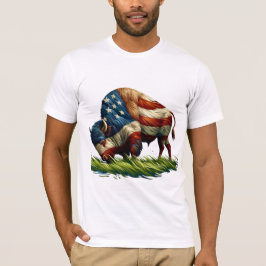 American Flag Buffalo Bison T-Shirt