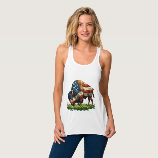 American Flag Buffalo Bison Tank Top (Vorderseite Vollansicht)
