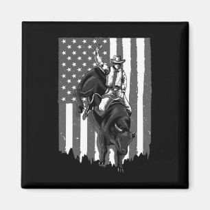 American Flag Bull Riding Cowboy 4. Juli Patri Magnet