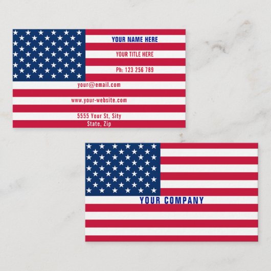 American Flag Business Card Design Ihre eigene Visitenkarte (Vorne/Hinten)