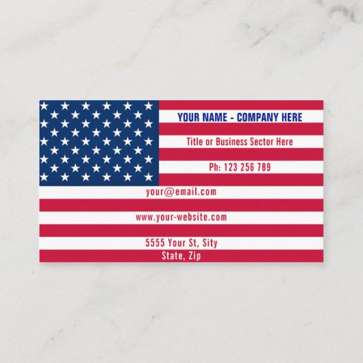 American Flag Business Card USA Beruflich Visitenkarte (Rückseite)