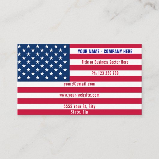 American Flag Business Card USA Beruflich Visitenkarte (Vorderseite)