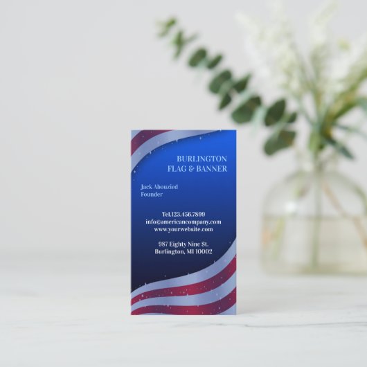 American Flag Business Card Visitenkarte (Stehend Vorderseite)