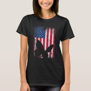 American Flag Butterfly Animal Vintag 4. Juli T-Shirt