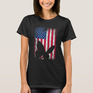 American Flag Butterfly Animal Vintag 4. Juli T-Shirt