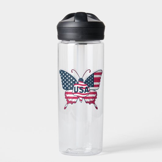 American Flag Butterfly Design-62616 Trinkflasche (Vorderseite)
