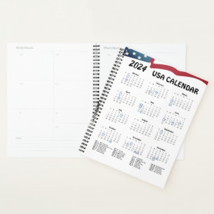 American Flag Calendar Planner 2024 Planer