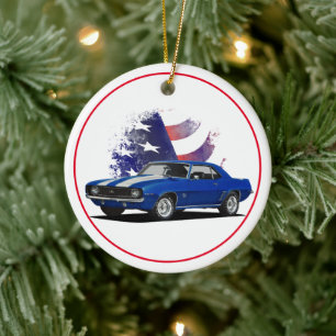 American Flag Camaro Keramik Ornament