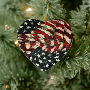 American Flag-Camouflage by Shirley Taylor Keramik Ornament