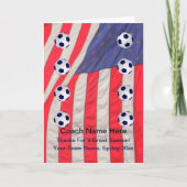 American Flag Card for Soccer Coach, leere Innense Dankeskarte (Vorderseite)