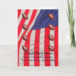 American Flag Card Fußball Coach Blank Inside Dankeskarte