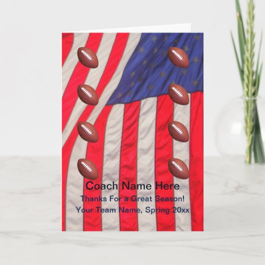 American Flag Card Fußball Coach Blank Inside Dankeskarte (Vorderseite)